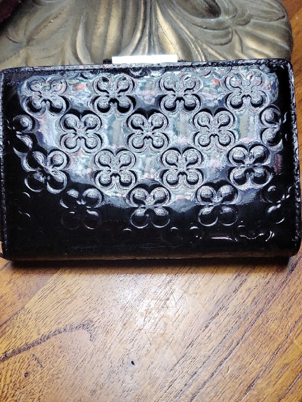 Coach Black Patent Embossed Wallet - Picture 2 of 5